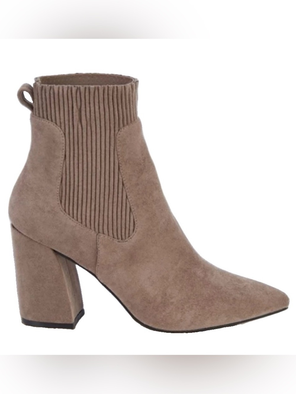 Steven By Steve Madden Taupe Suede Ribbed Chelsea Block Heel Booties 9M